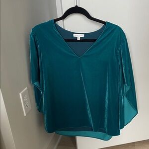 Anna Cate Deep Teal V-Neck Blouse